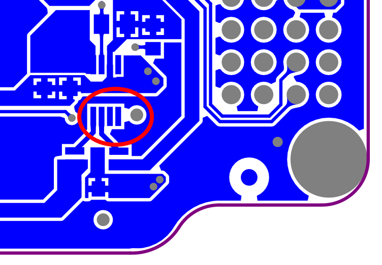 Current sensing layout on the bottom layer.